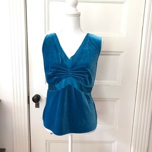 George Turquoise Blue Stretch Velvet Cami Top